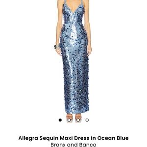Bronx and Banco Allegra Sequin Maxi Dress in Blue